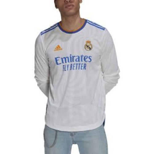 Adidas Men's Real Madrid 2021/22 Home Authentic Jersey Long Sleeve